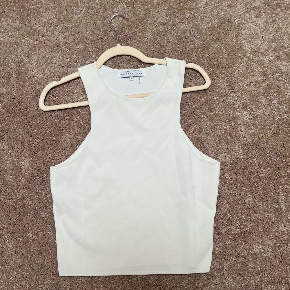 White Round Neck Tank Top